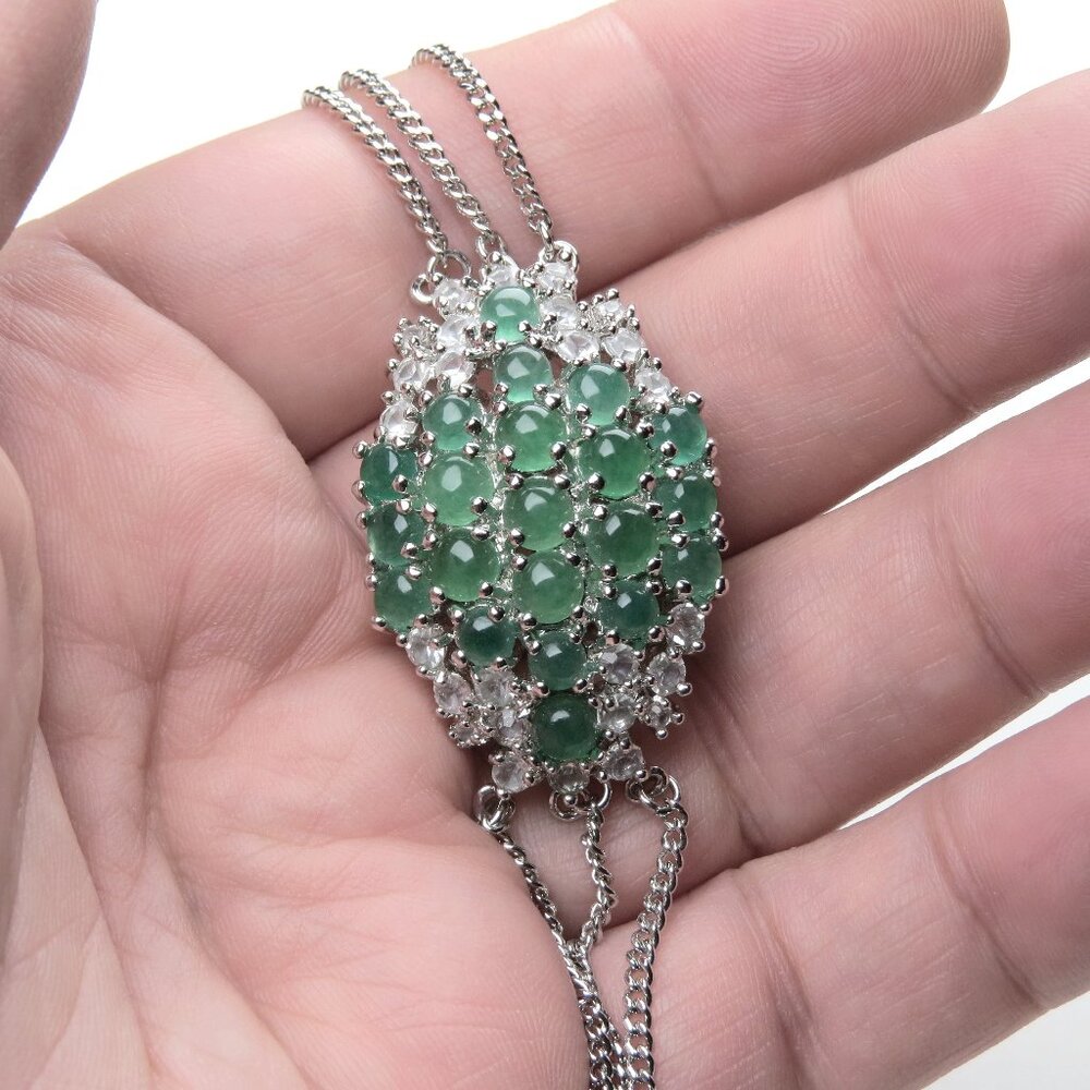 Hand Crafted Silver Bracelet with Green Highlights